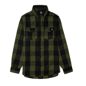 Boston Scally The St. Patrick Long Sleeve Flannel - Army & Black - featured image
