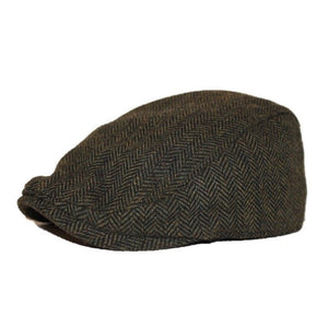 The Original Boston Scally Cap - Dark Olive Green Herringbone - featured image