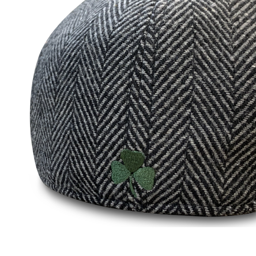 The Shamrock Peaky Boston Scally Cap (Flat Cap) Grey Herringbone