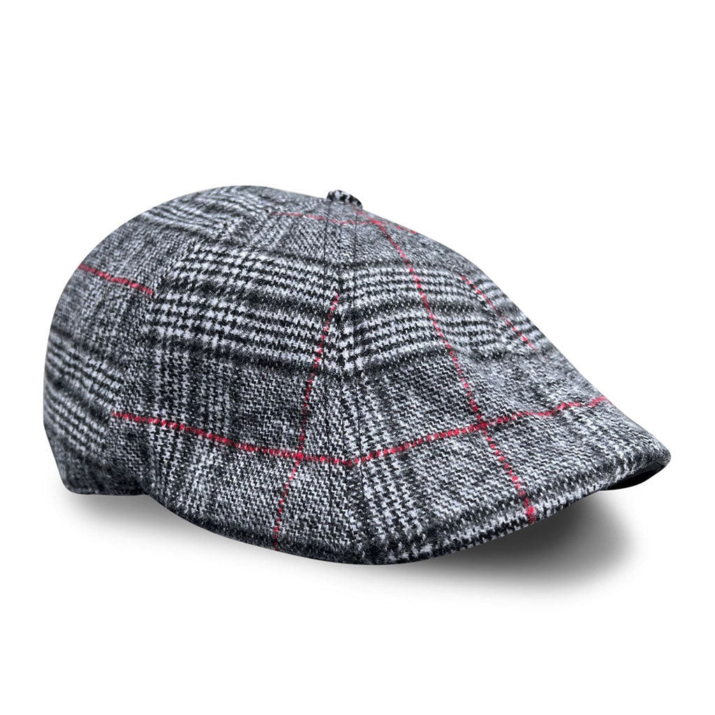 The Sunday Boston Scally Cap (Flat Cap) - Black Smoke & Red