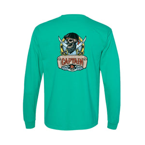 Boston Scally The Captain Long Sleeve Pocket Tee T-Shirt - Island Green - featured image