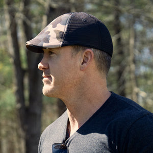 The Mesh Trucker Boston Scally Cap - Camo with Black - alternate image 2