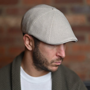 The 8 Panel Irish Boston Scally Cap - White Herringbone - alternate image 2