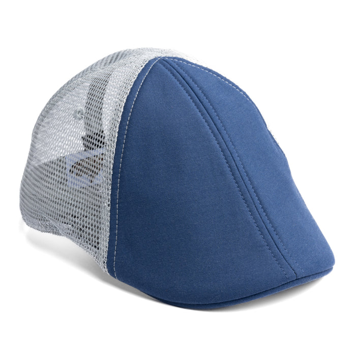 The Mesh Trucker Boston Scally Cap - Navy with Grey - featured image