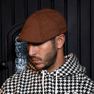 The Halloween Houndstooth Boston Scally Cap - Orange & Black - alternate image 2