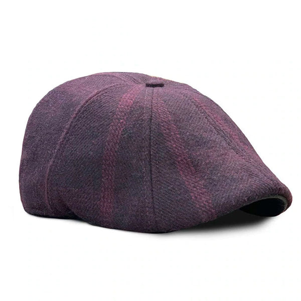The Blood Rose Peaky Boston Scally Cap (Flat Cap) - Maroon Plaid display picture 3