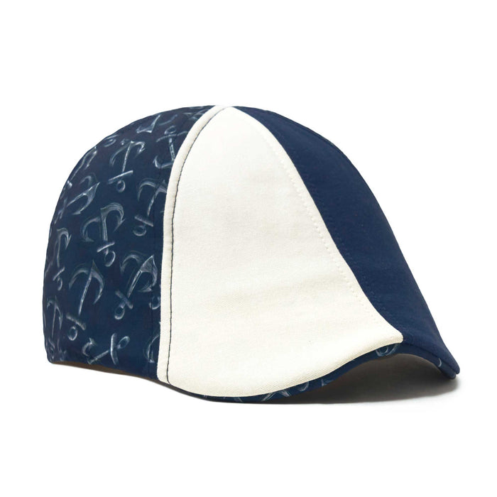 The Cape Codder Patchwork Boston Scally Cap - Marine Blue and White Sand - featured image