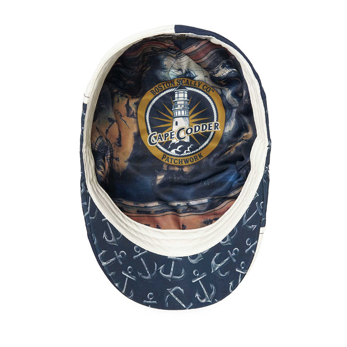 The Cape Codder Patchwork Boston Scally Cap - Marine Blue and White Sand - alternate image