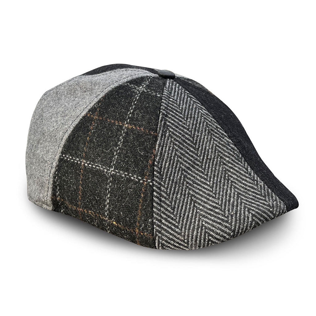 The Bootstrap Boston Scally Cap (Flat Cap) - Black & Grey Plaid