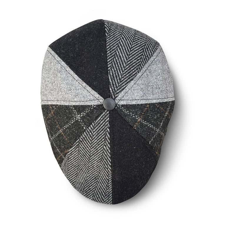 The Bootstrap Boston Scally Cap (Flat Cap) - Black & Grey Plaid
