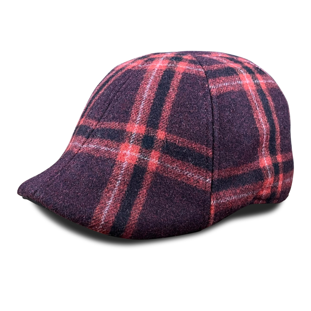The Brawn Boston Scally Cap (Flat Cap) - Red Plaid