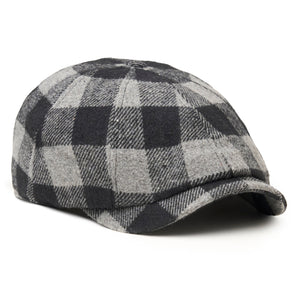 The Buffalo Insulated Baker Boy Boston Scally Cap - Black and Grey Plaid - featured image