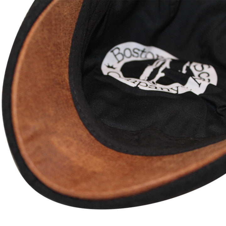 The Kenmore Boston Scally Cap (Flat Cap) - Coolidge Black & Brown Brim