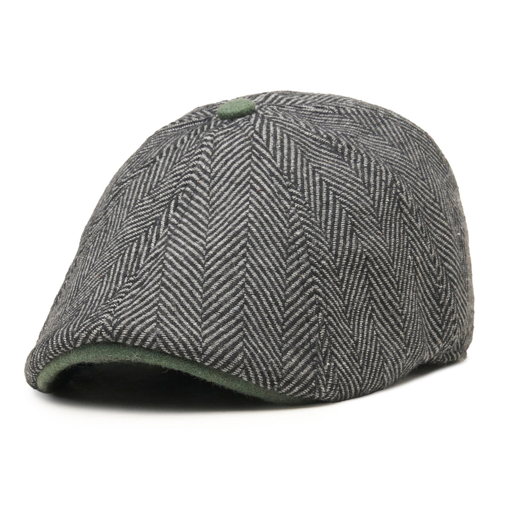 The Shamrock Peaky Boston Scally Cap (Flat Cap) - Grey Herringbone