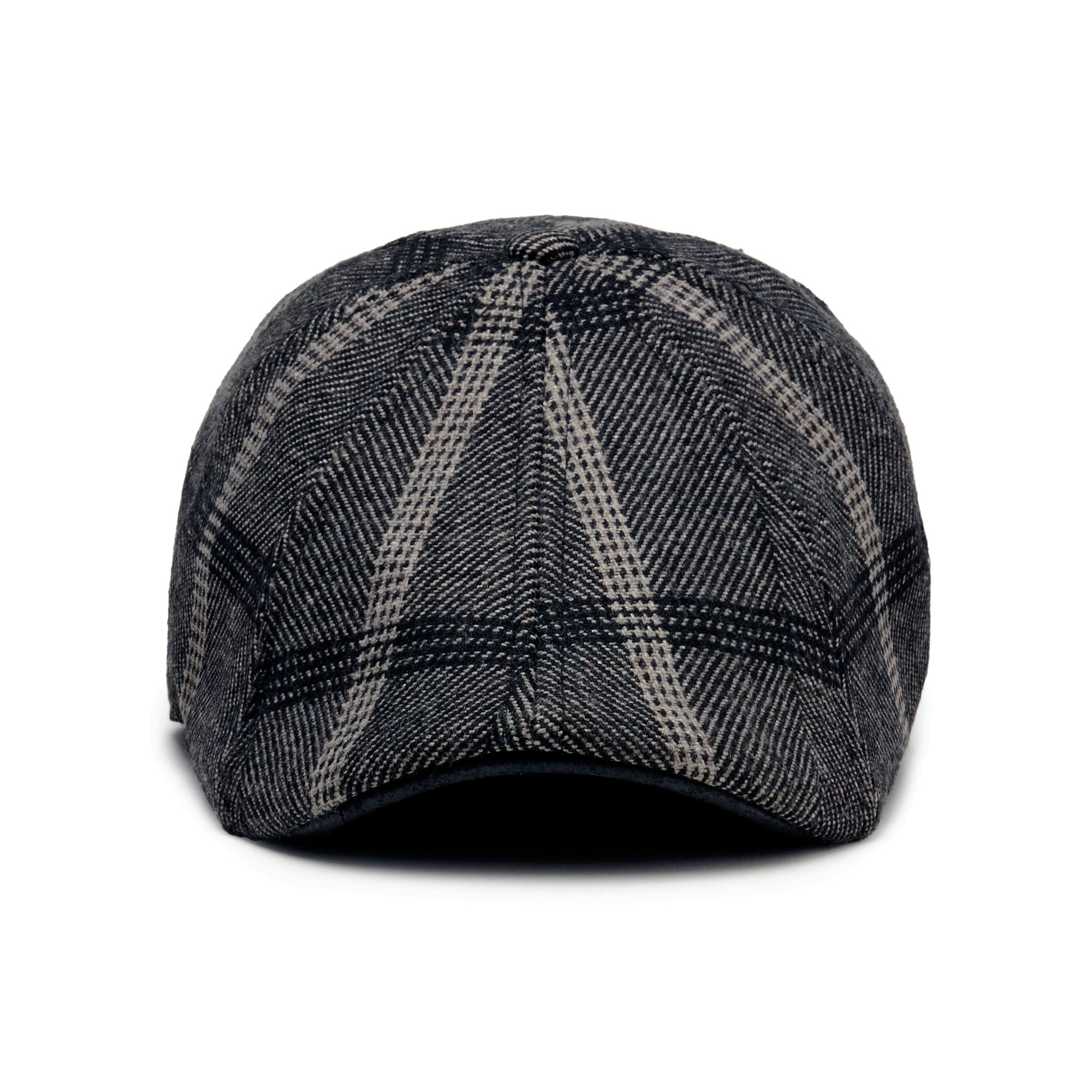 The Black Rose Peaky Boston Scally Cap (Flat Cap) - Black & Grey Plaid