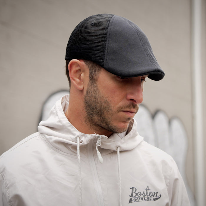 The Mesh Trucker Boston Scally Cap - Black with Black - alternate image