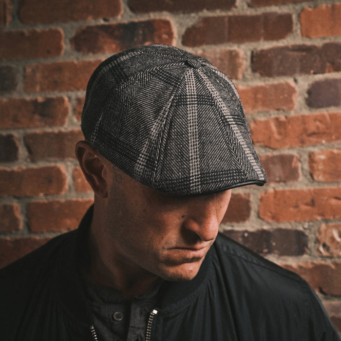 The Black Rose Peaky Boston Scally Cap - Black &amp; Grey Plaid - alternate image