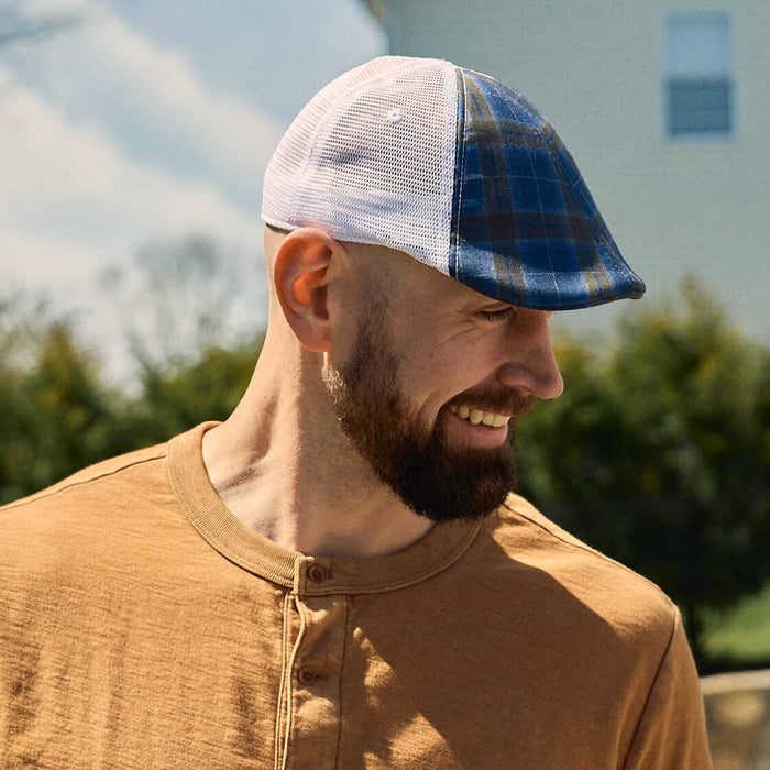 The Mesh Trucker Boston Scally Cap - Plaid with White - alternate image