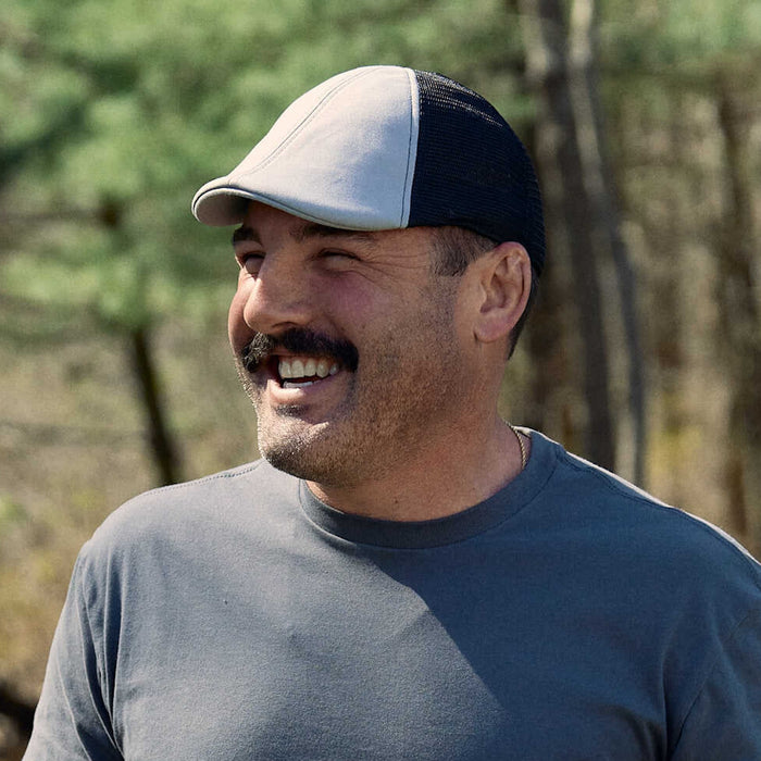 The Mesh Trucker Boston Scally Cap - Black with Grey - alternate image