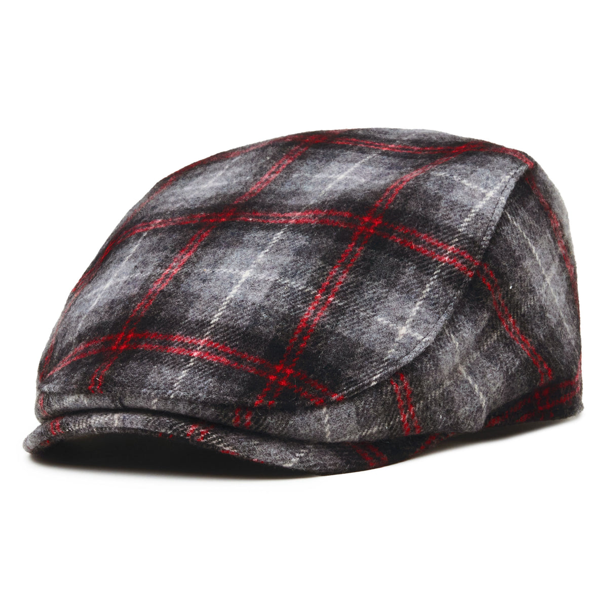 The Contender Boston Scally Cap (Flat Cap) - Black & Smoke Plaid