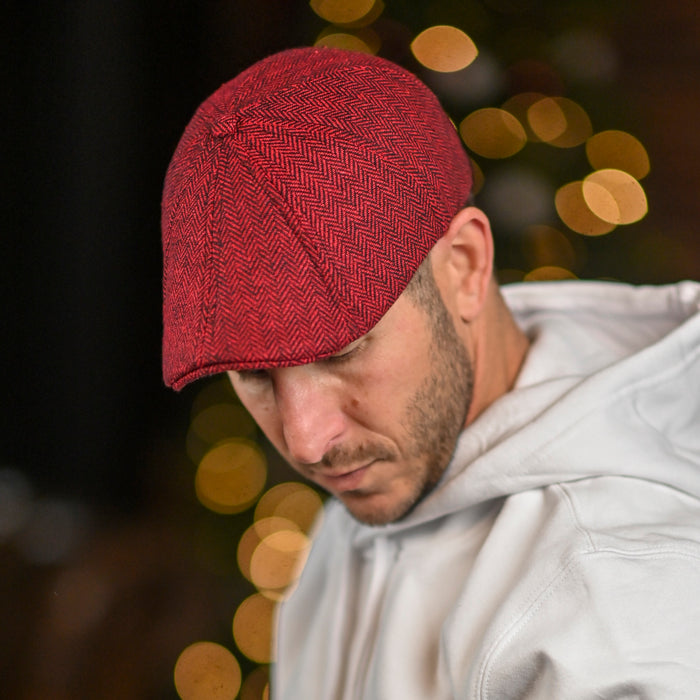 The Holiday Herringbone Peaky Boston Scally Cap - Red Herringbone - alternate image