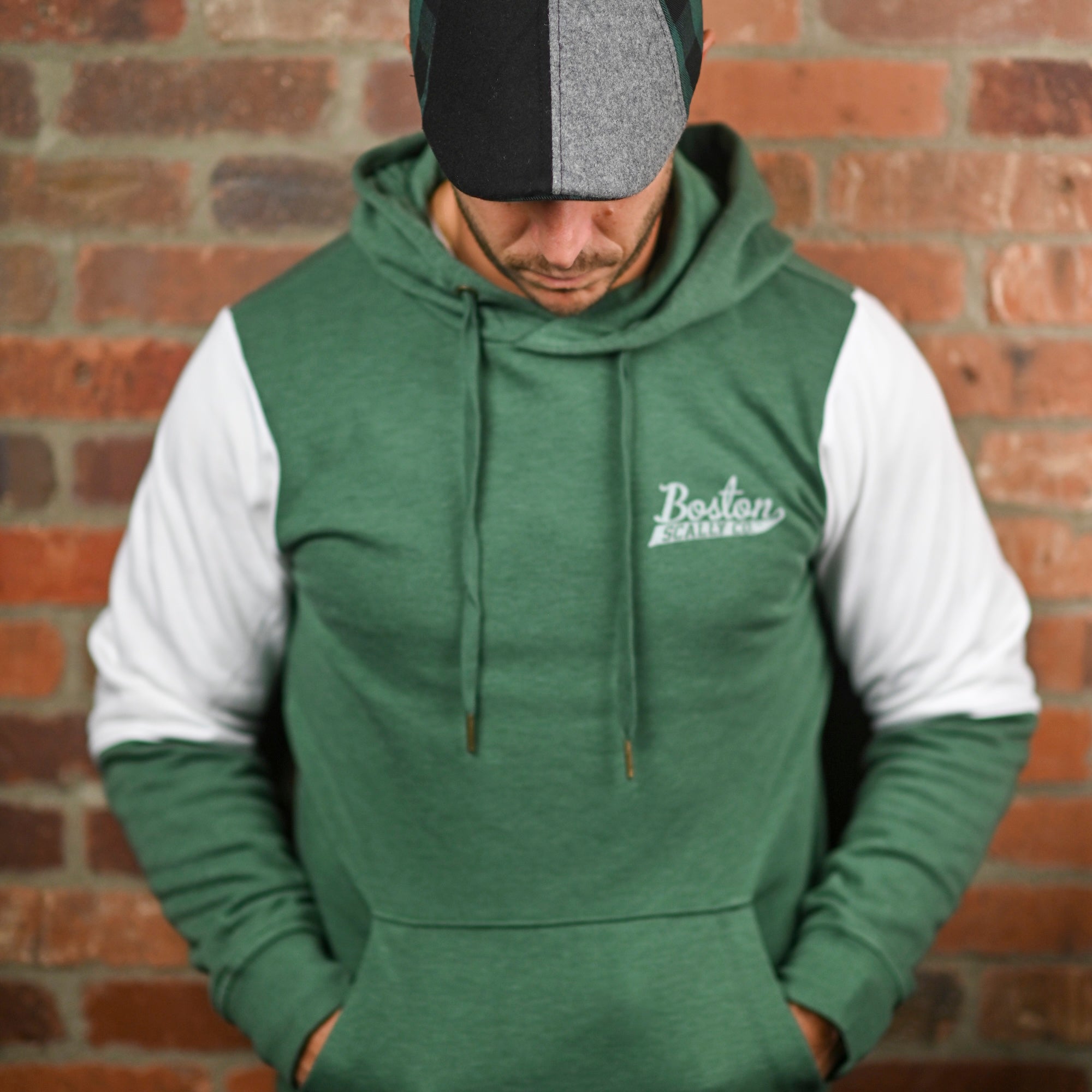 Boston Scally The Colorblock Hoodie - Irish Green and White