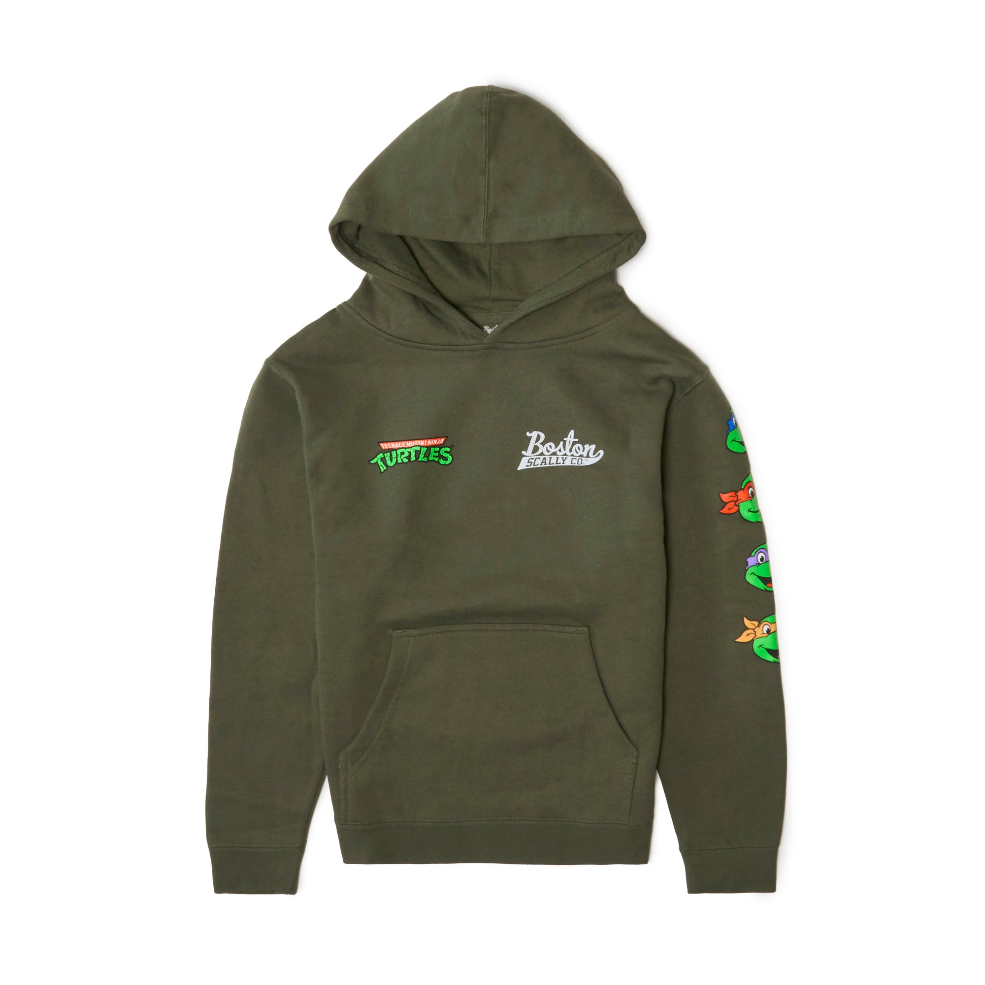 liten リテン Scallop Boa Hoodie Boston Scally Teenage Mutant Ninja Turtles Kids Hoodie - Sewer Green