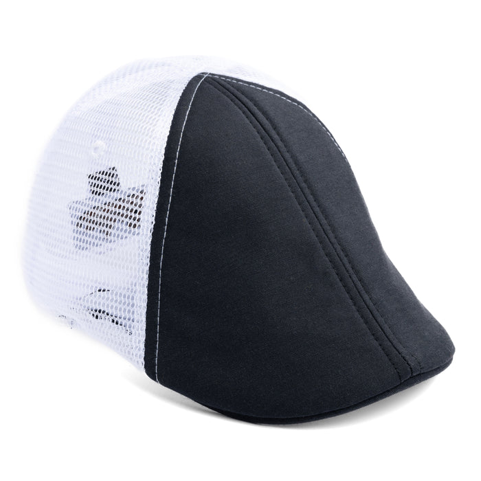The Mesh Trucker Boston Scally Cap - Black with White - featured image