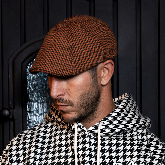 The Halloween Houndstooth Boston Scally Cap - Orange &amp; Black - alternate image