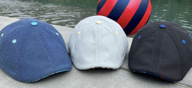 3 Scally caps in front of pool